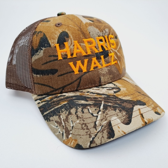 Harris Walz Midwest Chappell Roan Camo Orange Embroidered Trucker Hat President - Picture 3 of 5